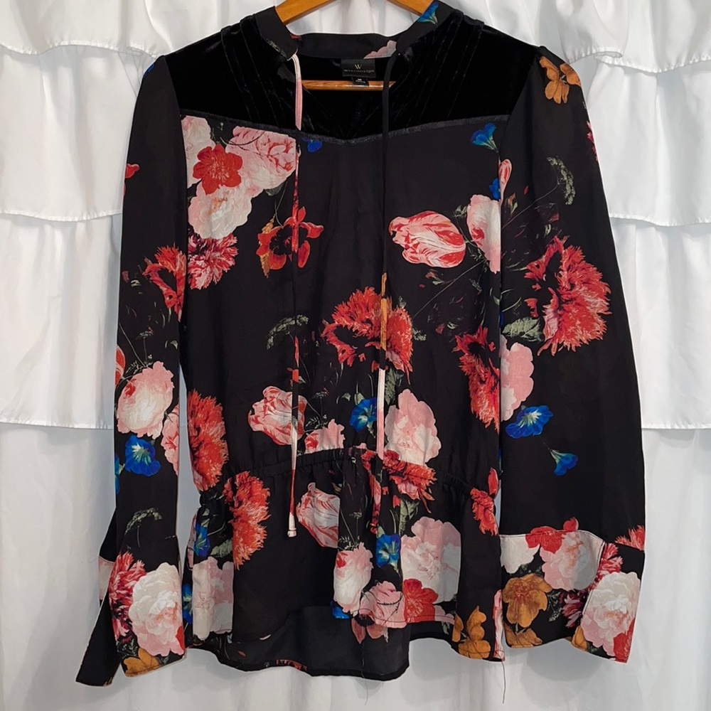 Worthington Floral Velvet Blouse